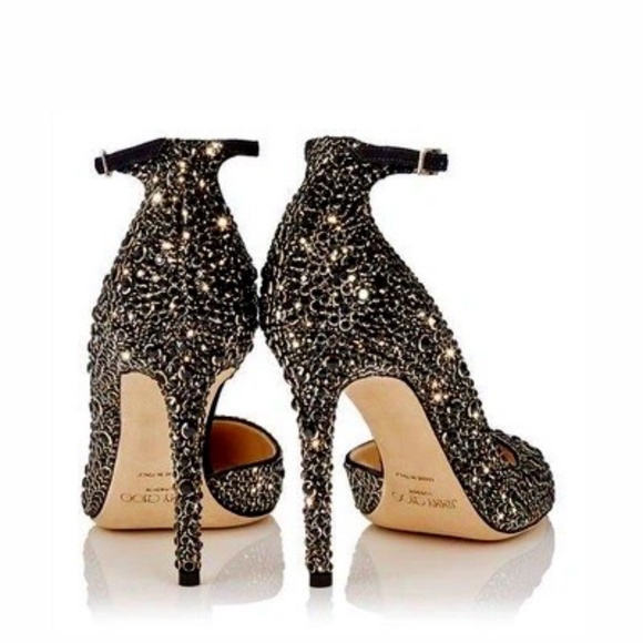 Jimmy Choo Lucy 100 Black Suede Pointy Toe Pumps With Halo Crystals US8.… - Picture 3 of 16